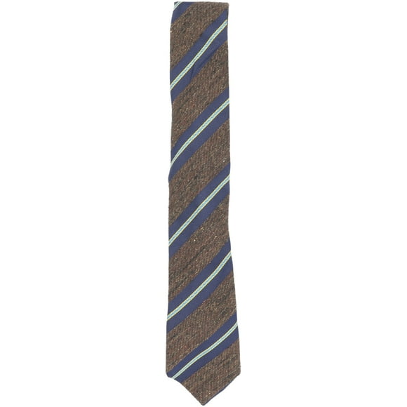 Altea Milano Men's Brown / Navy Sky Blue Gold Silk, Viscose and Wool Diagonal Stripe Necktie - One Size