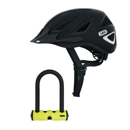 Abus Urban-I Ventilated Bike Helmet with Taillight and U-Lock Kit, Large,