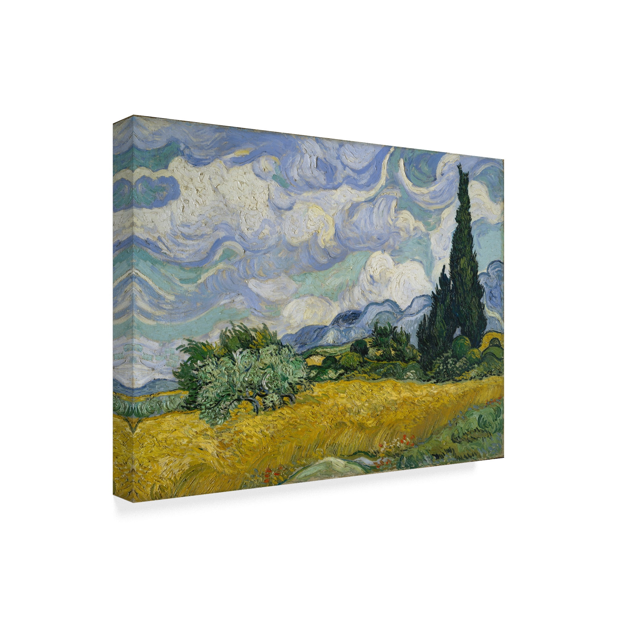 Trademark Fine Art 'Wheat Field With Cypresses' Canvas Art by Vincent Van Gogh