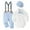 Light Blue, variant on Baby Boy Clothes Set Suit Gentleman Wedding Outfits Dress Romper Ring Bearer Beret Hat Suspenders Pants Bowtie Suits 4PCS