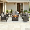 thumbnail image 2 of Bellefurn 8 Pieces Patio Furniture Sets with Fire Pit Table,Swivel Rocker Chairs adn Rattan Sofa,Outdoor Conversation Set with for Porch Deck Backyard Poolside, 2 of 14