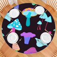 thumbnail image 2 of Colorful Mushroom Pattern Dark Pattern Round Fitted Tablecloth with Elastic Edge,Dining Table Cover Waterproof,Outdoor Round Tablecloth for Camping,Dining,Indoor and Outdoor, 2 of 7