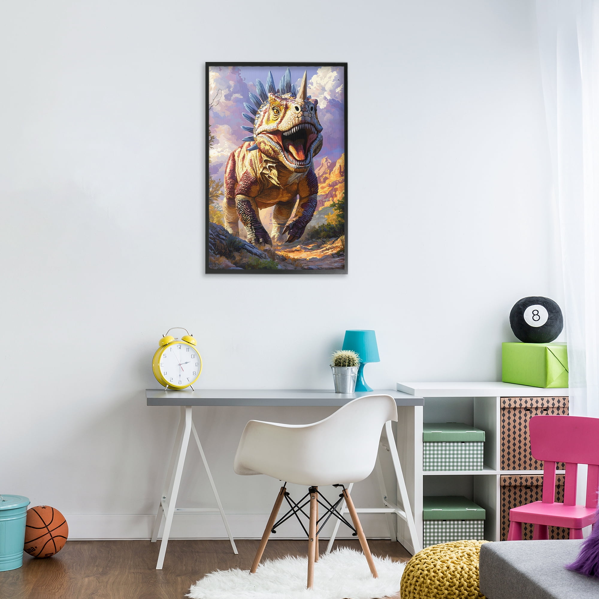 Stupell Industries Fierce Horned Dinosaur Black Framed Giclee Art, design by Creative Studio