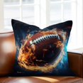 thumbnail image 2 of Sport Football Throw Pillow Cover with Fire Cotton Linen Cushion Cover Throw Pillow Case with Invisible Zipper for Couch Sofa Bed Chair Car 26x26 Inch, 2 of 9