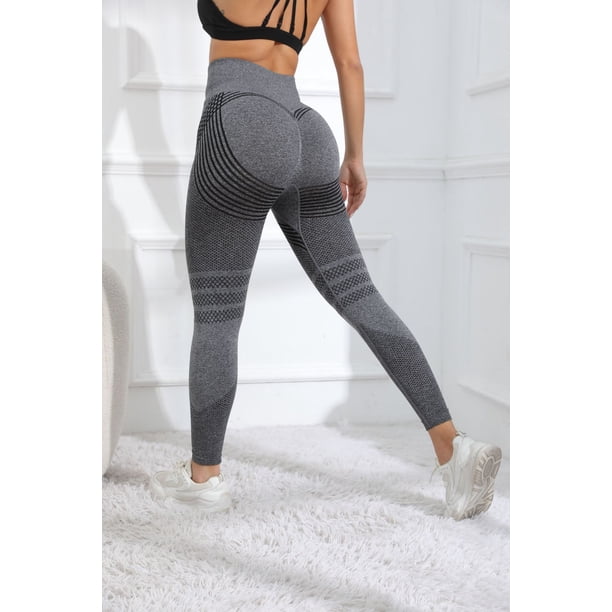 Pantalones de fitness sin costuras que levantan la cadera, pantalones de yoga ajustados de cintura alta con contracción abdominal y cadera color melocotón