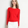 thumbnail image 1 of Nouveau Femmes Automne Hiver Vêtements Solide Col Rond Pull Pull Pull Manches Longues Tricot Chemise Femmes Tops, 1 of 5