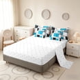 thumbnail image 4 of Manfei Glitter Cyan Square Twin Bedding,Contemporary Simple Art Bedding Comforter Set, Reversible 7 Pieces, 4 of 6