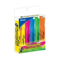 BAZIC Highlighter Assorted Color Chisel Tip Unscented Marker, 12-Count