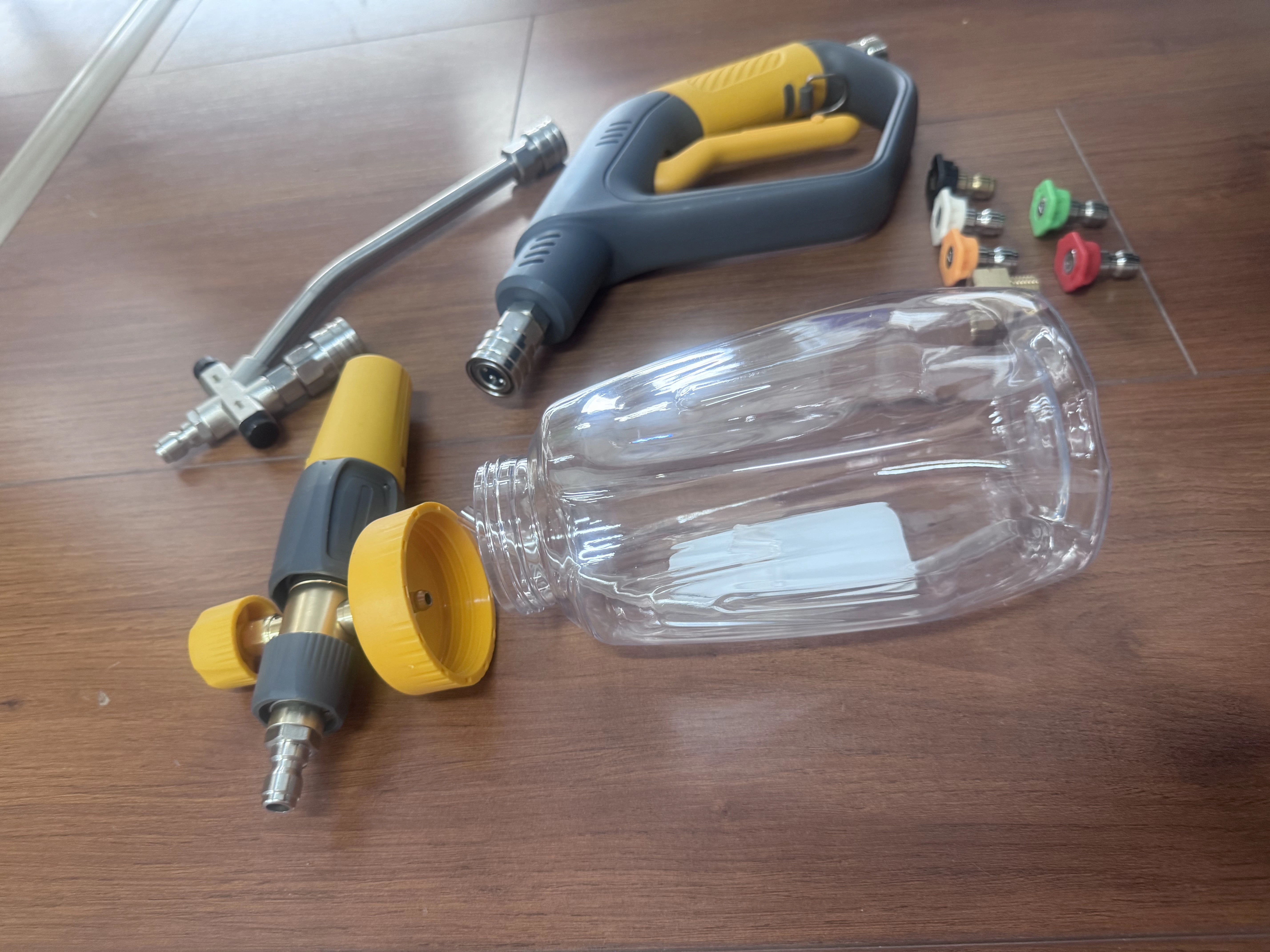 Pressure Washer Foam Cannon Gun Kit with Dual Connector Accessory, Foam Blaster for Car Washing, Double Tip Attachment & 5 Nozzle Tips, 1/4" Quick Connect, 4000 PSI
