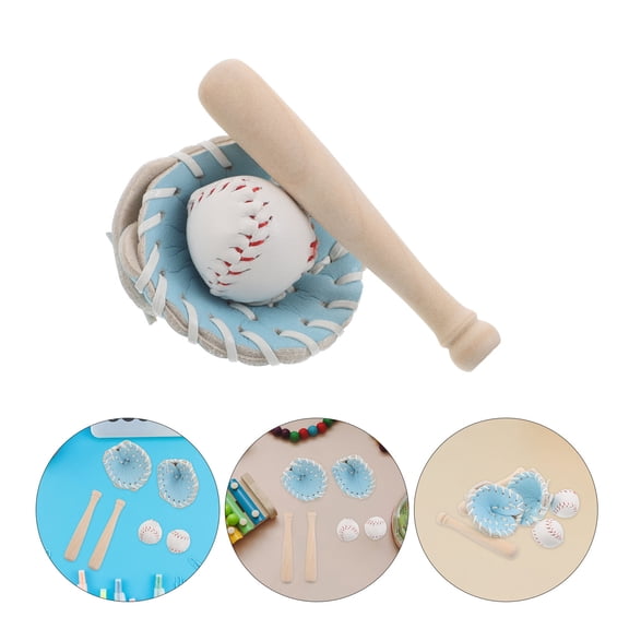 Baluue Mini Baseball Set for Kids and Beginners, Lightweight PU and Wood Bat, Glove, and Assorted Colors for Outdoor Play