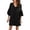 Black, variant on YAYUBA Vacation Outfits for Women Fashion Loose Casual Solid Color V Neck Five Quarter Sleeve Flared Sleeve Dress Resort Wear for Women