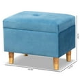 thumbnail image 3 of Bowery Hill Sky Blue Velvet and Brown Finished Wood Storage Ottoman, 3 of 11