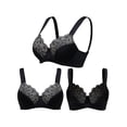 thumbnail image 5 of Curve Muse Plus Size Unline Minimizer Underwire Bra with Embroidery Lace - 3 Pack (GREY PINK BLACK), 5 of 7