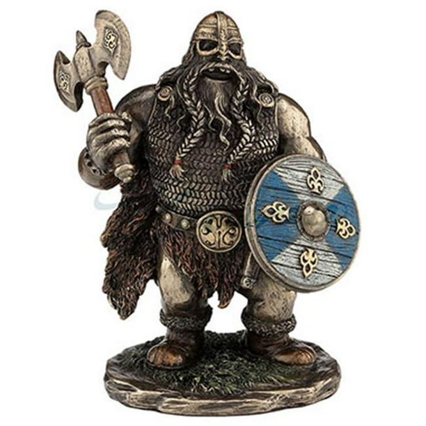 Viking Warrior with Double Bladed Axe Statue Animation Style