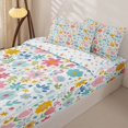 thumbnail image 3 of Homewish Pastel Ditsy Floral Zipper Twin Comforter Sets with Fitted Sheet and 2 Pillowcases For Girls,Pink Blue Yellow Cute Zipper Bedding Set,Colorful Stars Reversible,4 Pieces, 3 of 7