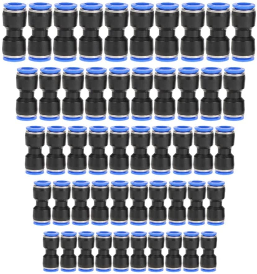 Straight Push Connectors, 4/6/8/10/12 mm Quick Release Plastic Push to Connect Fittings Kit, 50 Pcs  Air Line Fittings for 5/32 1/4 5/16 3/8 1/2 Tube