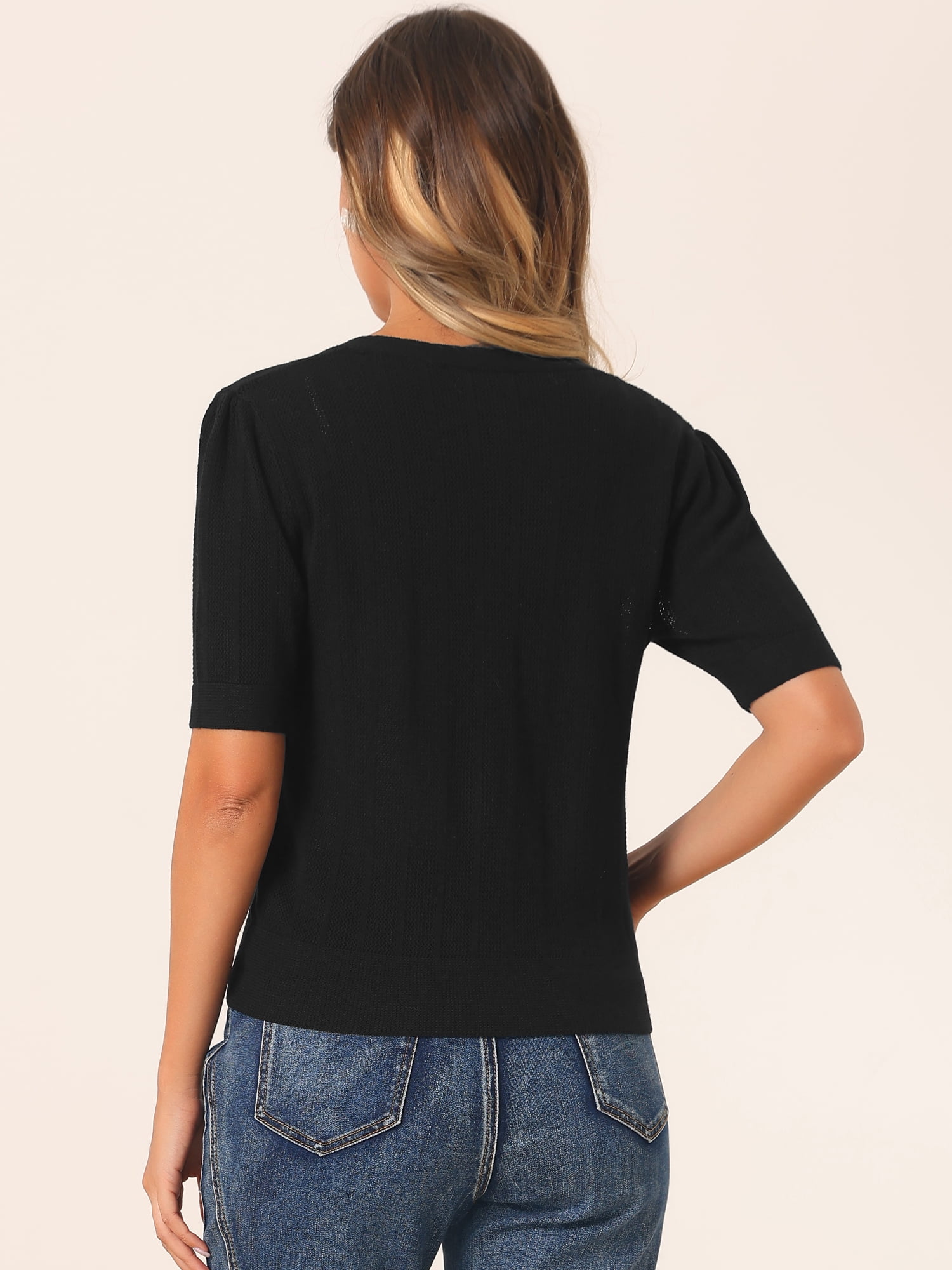 DARING DIVA Women's Vintage Bolero Cardigan Button Up Shrug Sweater L Black