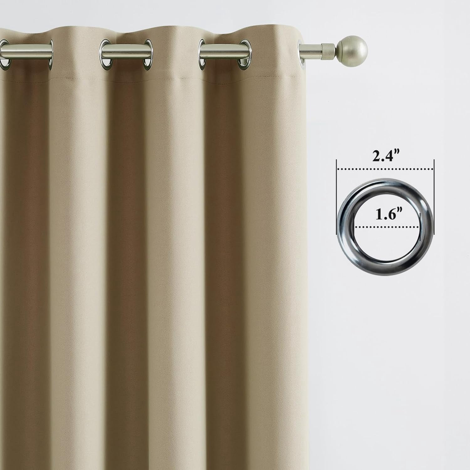 Blackout Curtains for Bedroom Cotton Curtains 63 inch Length 2 Panels Set Grommet Window Curtains for Living Room Thermal Insulated 100% Blackout Drapes (Biscotti Beige, 52 x 63 Inch)