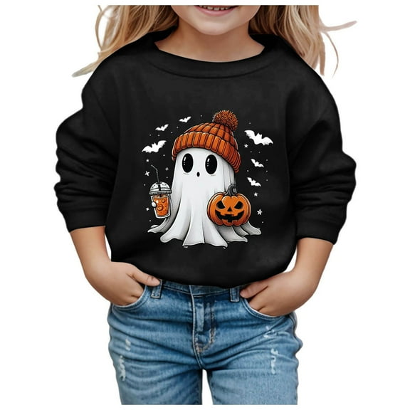 Tiijoy Toddler Girl's Halloween Sweatshirt Cute Graphic Hooded Sweatshirt, Sizes 3-4