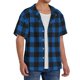 thumbnail image 2 of Fotbe Blue Black Plaid Camisa Estampada de Manga Corta para Hombre, Casual de Verano, Estilo Playero, Sin Arrugas-Small, 2 of 5