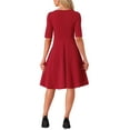 thumbnail image 3 of INSPIRE CHIC Elegant A-Line Dress for Women's V Neck Half Sleeve Casual Midi Dresses, 3 of 5
