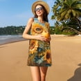 thumbnail image 3 of Honeii Sunflower Field Art Print Women's Sleeveless Dress, Loose Fit Casual Dress for Women, Summer Fashion Dress, 3 of 7