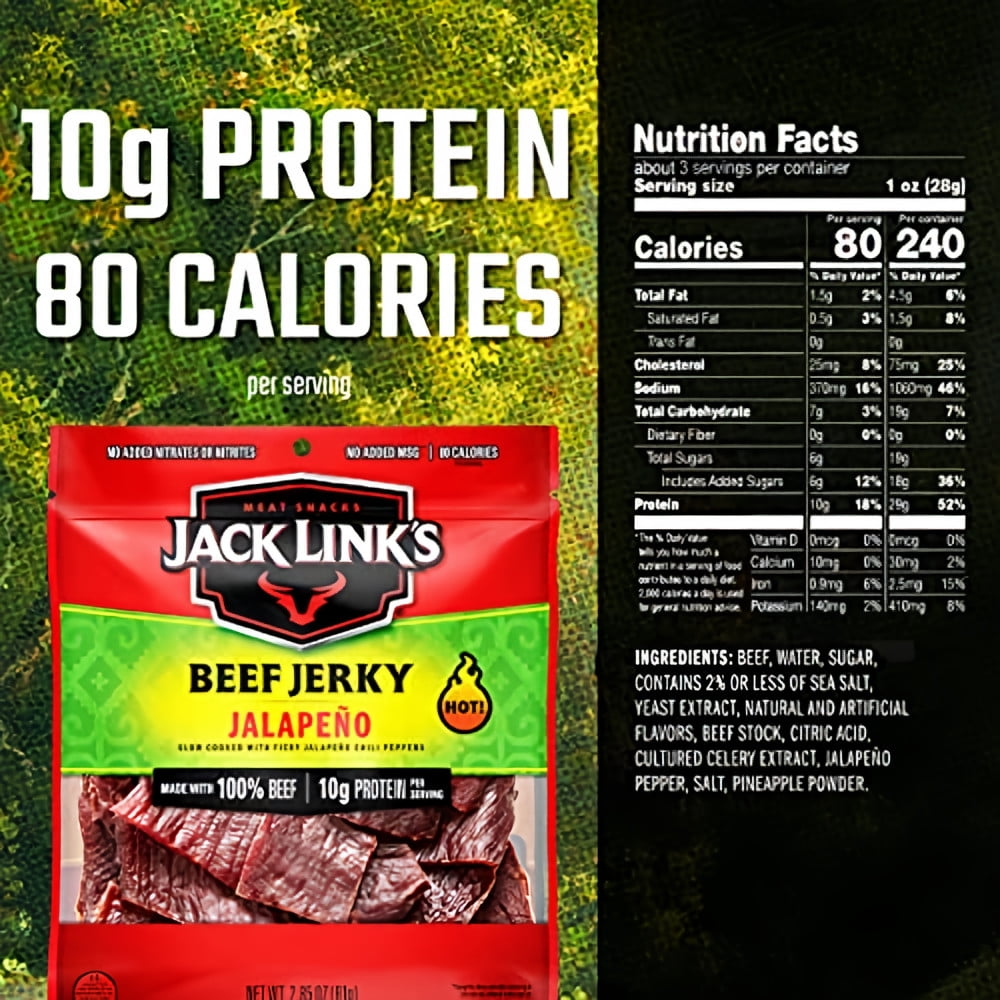 Jack Link's Carne Seca Beef Jerky Jalapeno 2.85 oz (Pack of 5)