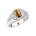 thumbnail image 4 of Rylos  Sterling Silver Classic 7X5MM Oval Tiger Eye & Sparkling Diamond Ring - Birthstone Jewelry for Men -Size 13, 4 of 7