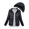 thumbnail image 2 of HANXIULIN Women's Winter Thin and Light Down Coat Casual Down Coat Slim Quilted Jacket With Detachable Hat Black 2XL, 2 of 4