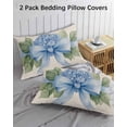 thumbnail image 3 of Hydrangea Flower Pillow Covers Queen Size 2 Pack, Pastoral Blue Bow Floral Spring Lraf Soft Bed Throw Pillowcases Breathable Cooling Long Lumbar Body Pillow Sham Cover for Bed Sofa 20''x30'', 3 of 7