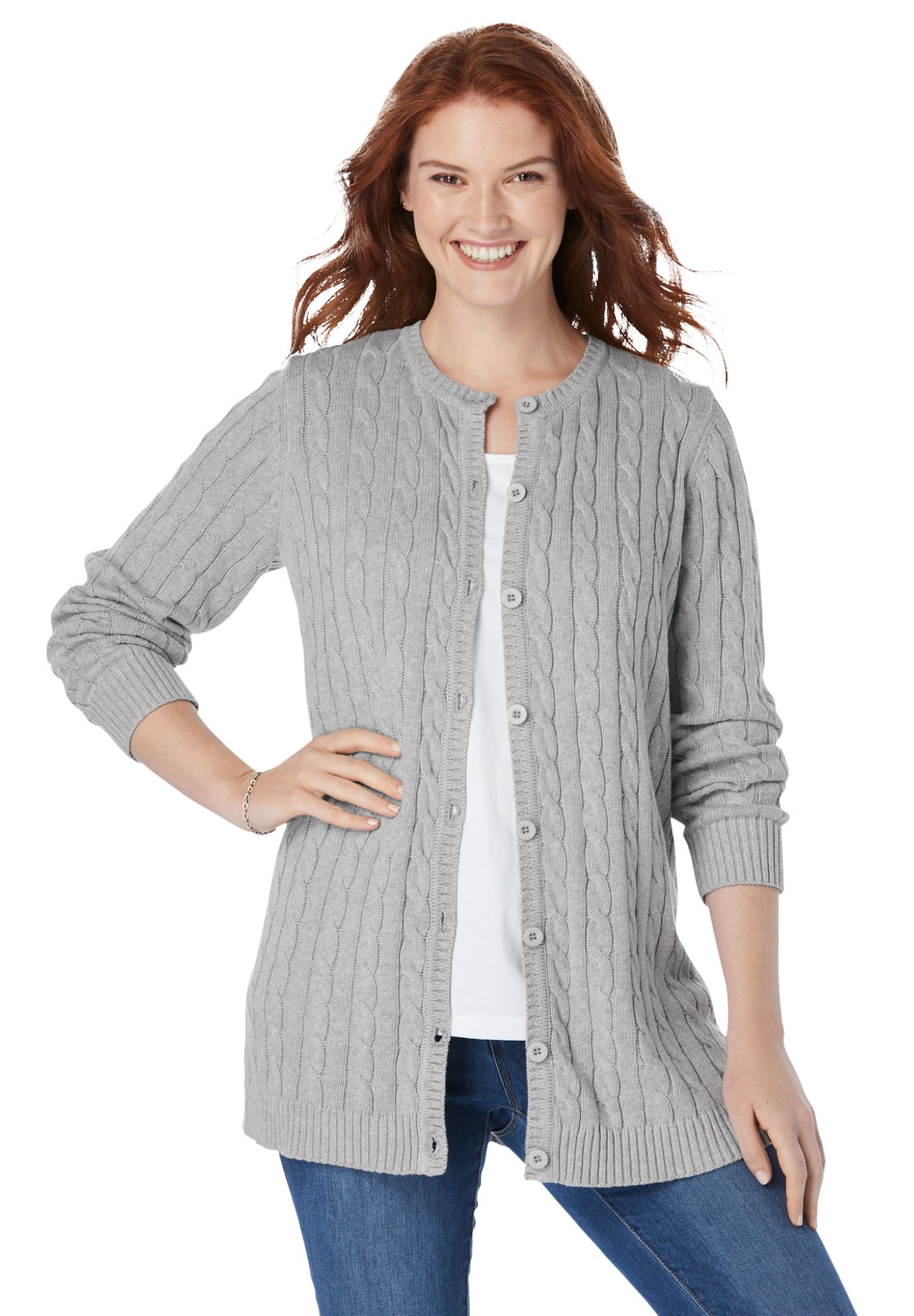 grey cable knit cardigan womens