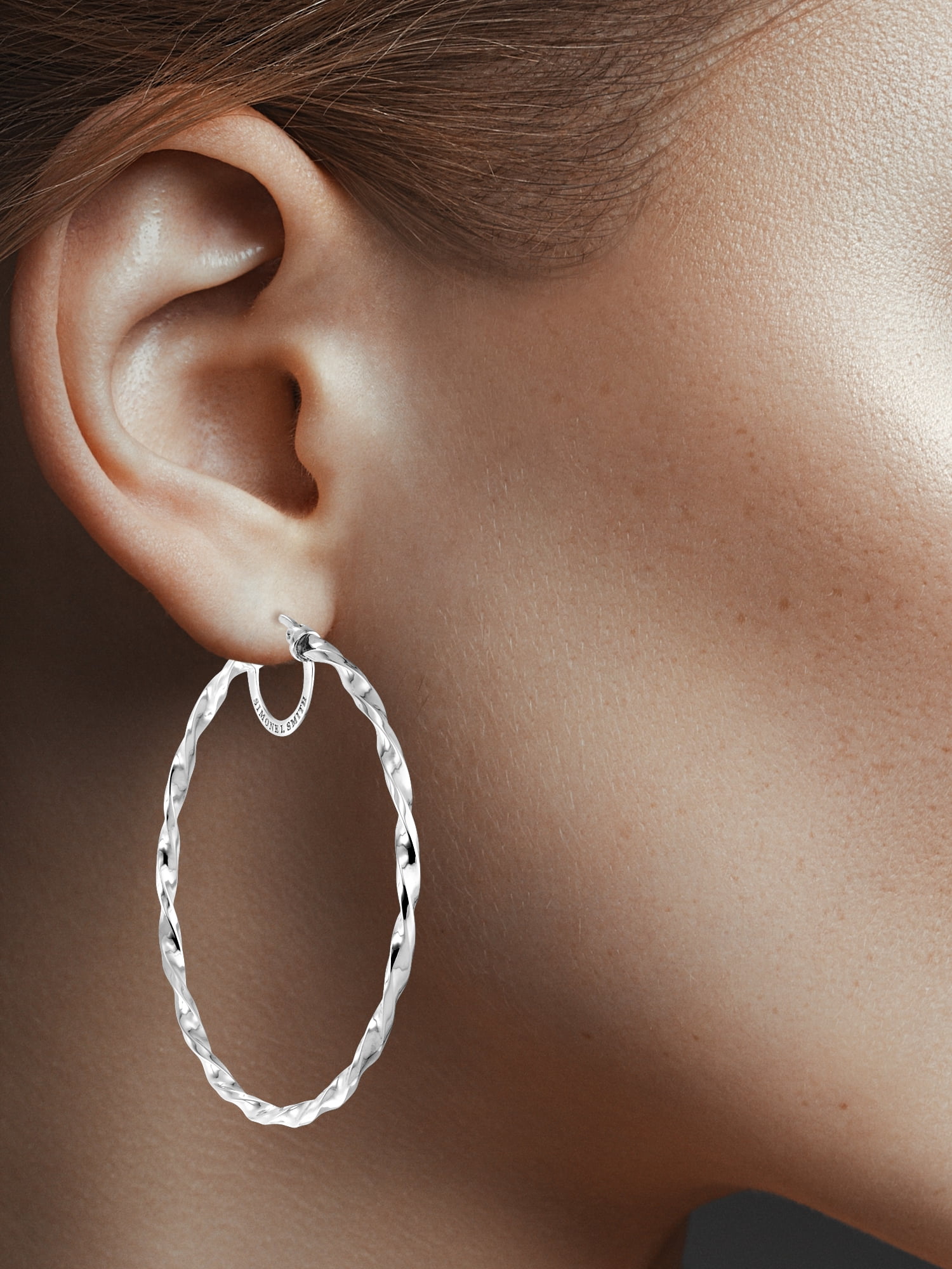 ◆STONEHENgE◆ Silver Ring Earrings SC1022 Simone I. Smith Sterling Silver Platinum Tone High Polished