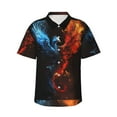 thumbnail image 2 of Yiaed Red And Blue Fire Bird Print Hawaiian Shirt for Men Short Sleeve Button Down Shirts Beach Shirts for Men-X-Large, 2 of 5