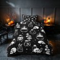 thumbnail image 2 of Homewish Halloween Gothic Skull Twin Duvet Cover, Magical Mushroom Twin Bedding, Black White, Black Reversible 2pcs, 1 Duvet Cover and 1 Pillowcase, 2 of 7