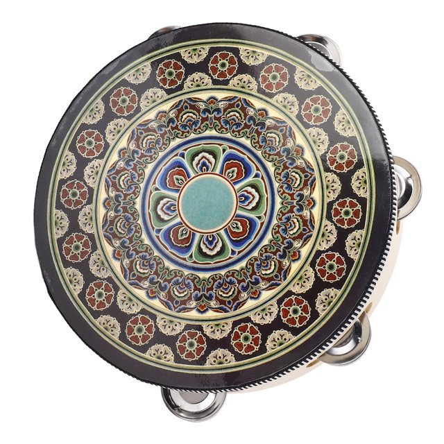 Main Tenue Bois Tambourin Rythme Percussion Tambourin Métal Jingles Instrument Éducatif Musical pour le Divertissement