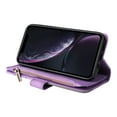 thumbnail image 5 of Multifunctional Case for iPhone XR,[RFID Blocking] 9 Credit Cards Holder with Wrist Strap, Premium PU Leather Zipper Wallet Purse Magnetic Flip Phone Cover For iPhone XR, Purple, 5 of 12