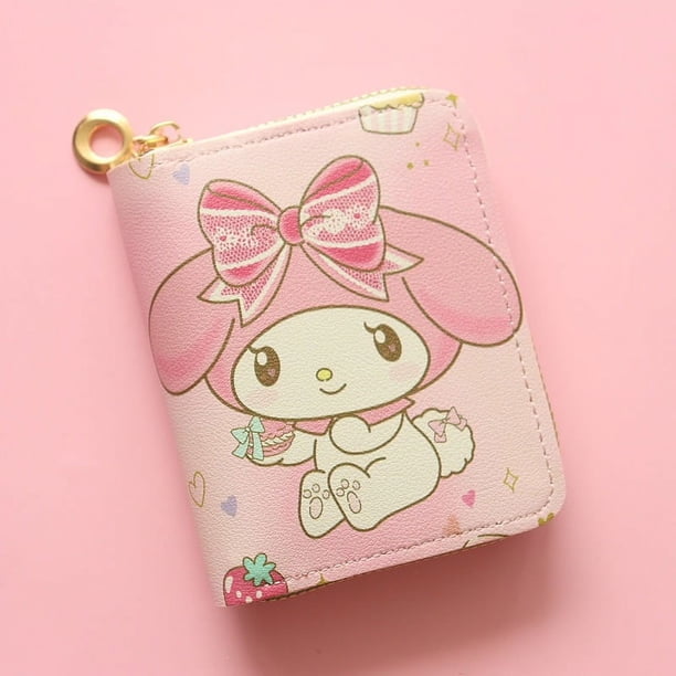 Cartera de dibujos animados de la serie Sanrio, monedero corto Kawaii con cremallera, Cartera de estudiante femenina, bolso de tarjeta, monedero KT pequeño y fresco de moda, nuevo