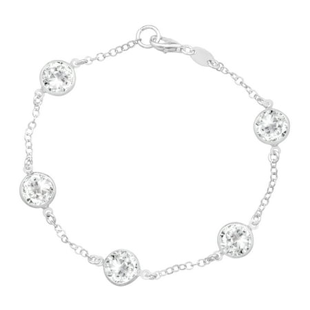Station Link Bracelet With Swarovski Crystals In Sterling Silver Station Link Bracelet With Swarovski Crystals In Sterling Silver