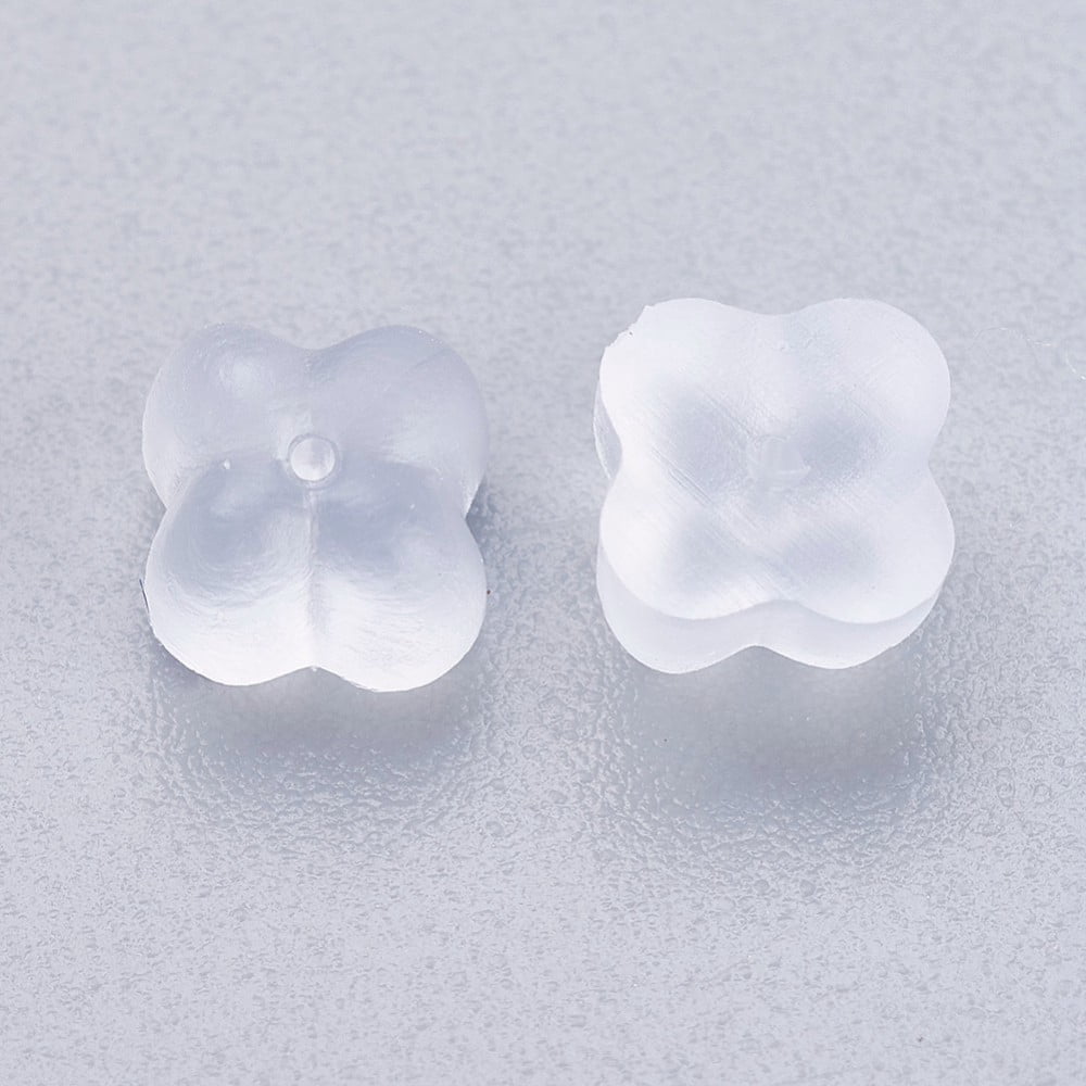 5bags Silicone Ear Nuts Earring Backs Clear 5x5x3.5mm Hole: 0.6mm about 500pcs/bag Clear