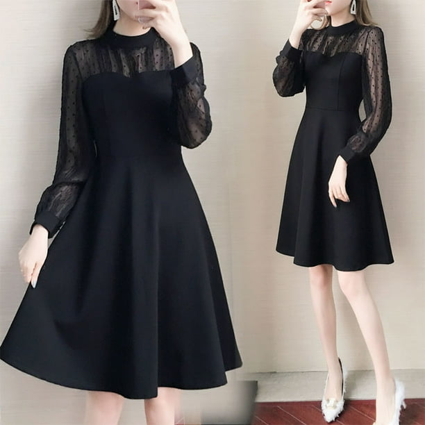 Bingirl See through Shoulder Middle Length Dress Sexy Party