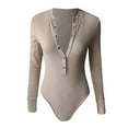 thumbnail image 5 of snowsong Bodysuit Tops For Women Long Sleeve Bodysuit Long Sleeve Deep V Neck Bodysuit Breathable Cotton Stretch Womens Tops A L, 5 of 5