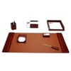 Mocha Leather 7-Piece Desk Set