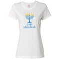thumbnail image 3 of Inktastic Happy Hanukkah with Blue Menorah Women's T-Shirt, 3 of 5