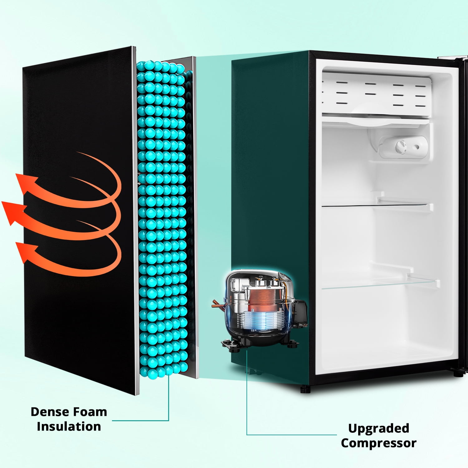Smad 3.2 Cu ft Compact Refrigerator 115V Quiet Fridge Fresh Food Energy Saving Home Office Bedroom