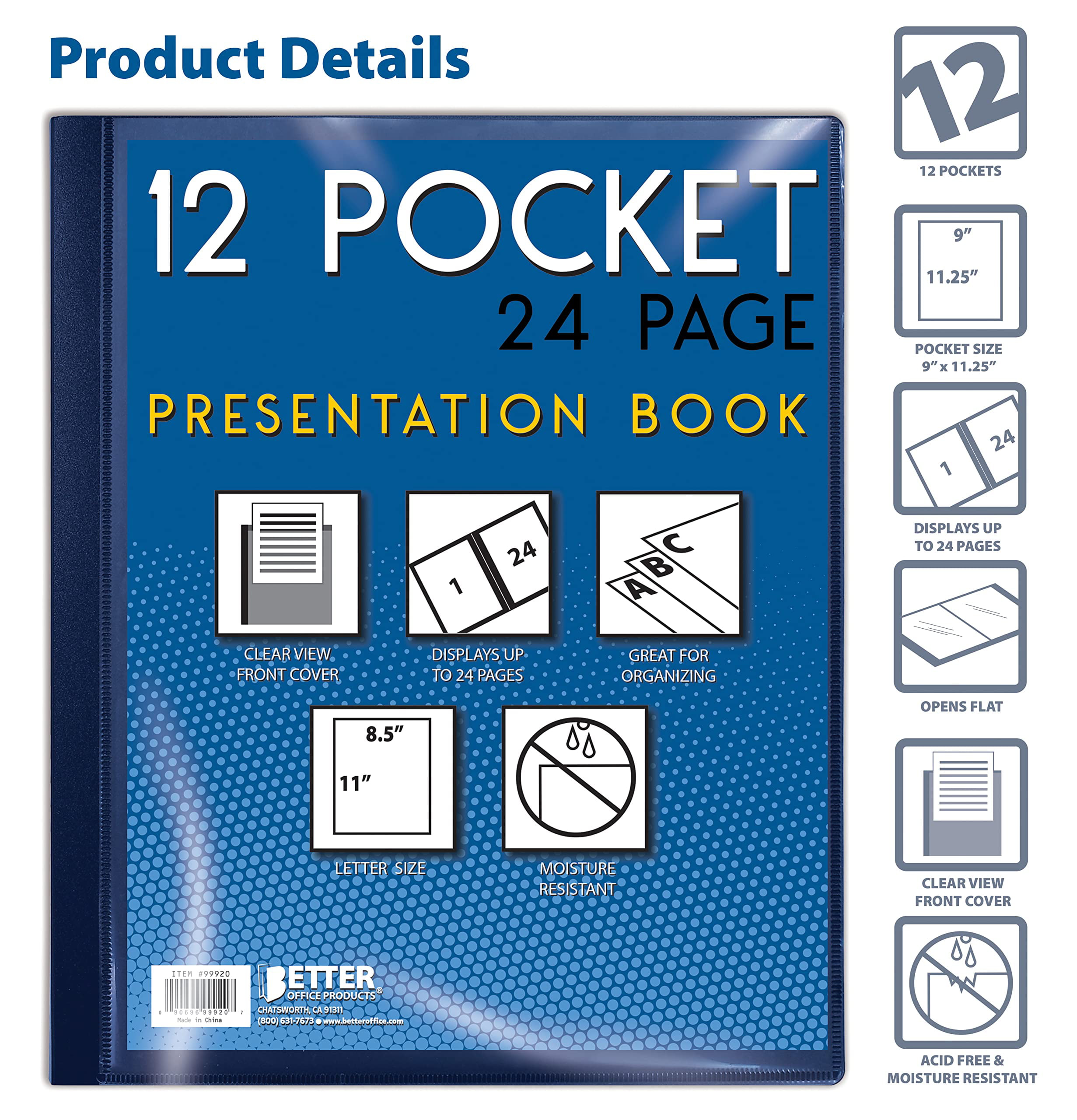 C-Line Bound Sheet Protector Presentation Book, 12-Pocket, PK6 33120