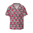 thumbnail image 2 of Lsque Hearts And Lines print Men's Cuban Collar Short Sleeve Shirt Summer Beachwear Casual Button Down Fashionable Vacation Leisure Shirt-3X-Large, 2 of 7