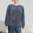 thumbnail image 2 of Kaemgyyd Long Sleeve Tops for Women Fleece Fuzzy Winter Warm Sweatshirts Soft Solid Crewneck Pullover Loungewear, 2 of 5