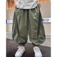 thumbnail image 5 of SERTG Big Kids Summer Lightweight Icel Silk Cargo Pants with Large Pockets Spring Summer Comfortable Tapered Cuff Cool Stylish Trousers for Boys 5-14 Years (Green#1,11 Years), 5 of 6
