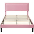 thumbnail image 4 of Taomika, Queen Size Tufted Nailhead Upholstered Platform Bed Frame with Adjustable Headboard-Pink, 4 of 8