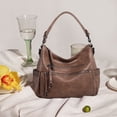 thumbnail image 4 of Capamaster Large Capacity Vintage Hobo Bag | Retro PU Leather 2-Way Shoulder Crossbody Purse for Women Mud Color, 4 of 8